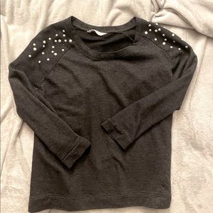 NY Laundry Gray Sweatshirt w/Pearl Shoulder Detail